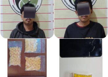 Dari Dua Orang Pengedar, Sat Narkoba Polres Tasik Kota, Amankan  Barang Bukti Ratusan Butir Pil Kuning Berlogo MF,