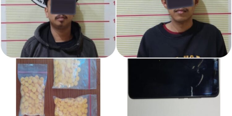 Dari Dua Orang Pengedar, Sat Narkoba Polres Tasik Kota, Amankan  Barang Bukti Ratusan Butir Pil Kuning Berlogo MF,